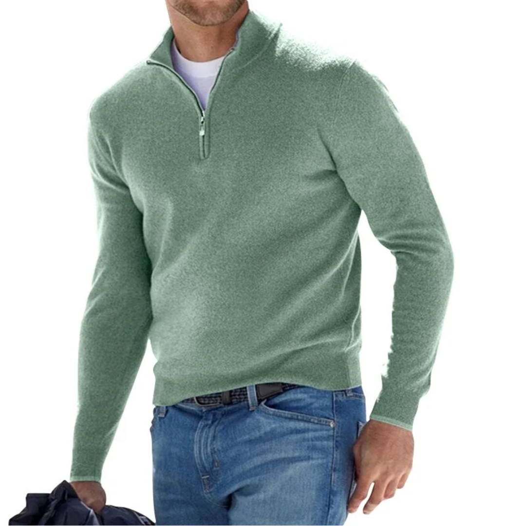 Men’s Zip-Up V-Neck Pullover