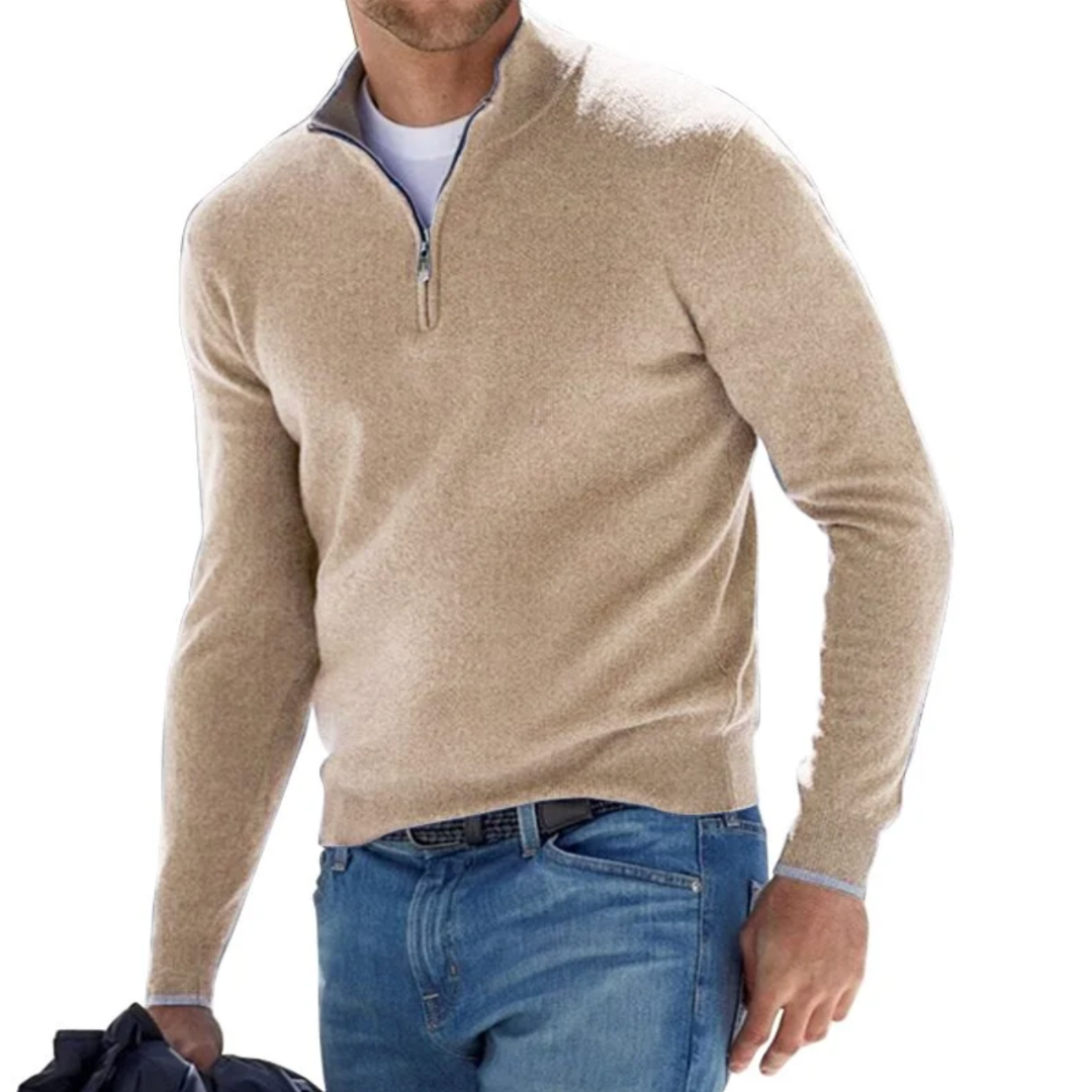 Men’s Zip-Up V-Neck Pullover