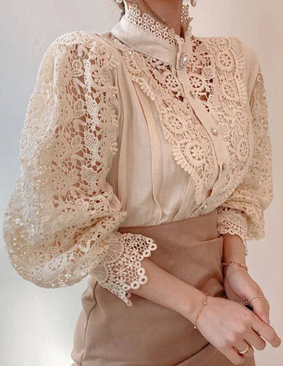 Women’s Floral Lace Turtleneck Shirt