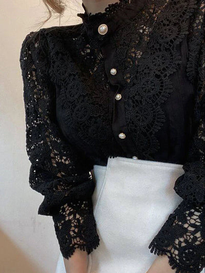 Women’s Floral Lace Turtleneck Shirt