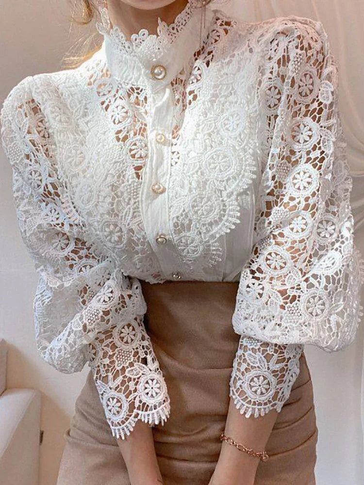 Women’s Floral Lace Turtleneck Shirt