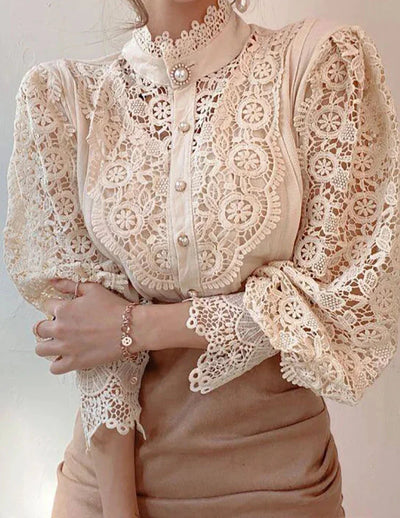 Women’s Floral Lace Turtleneck Shirt