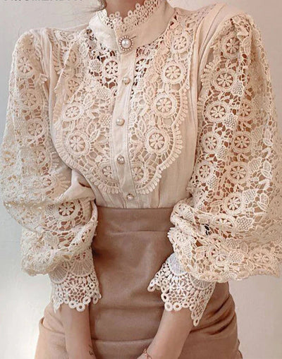 Women’s Floral Lace Turtleneck Shirt