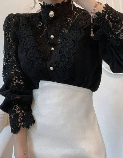 Women’s Floral Lace Turtleneck Shirt