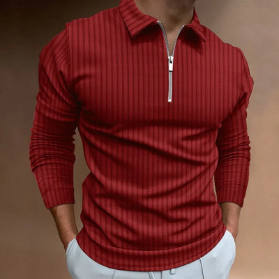 Men’s Ribbed Long Sleeve Polo Shirt