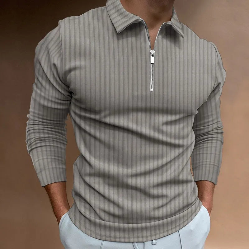 Men’s Ribbed Long Sleeve Polo Shirt