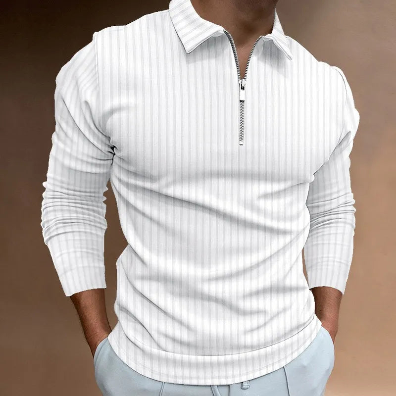 Men’s Ribbed Long Sleeve Polo Shirt