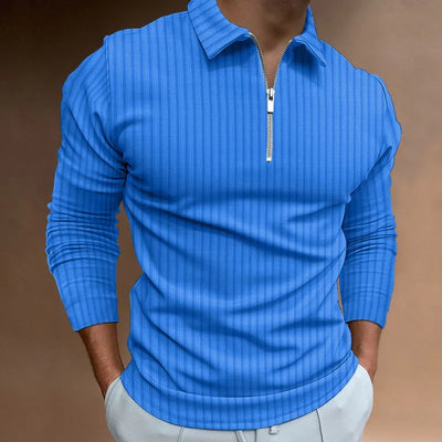 Men’s Ribbed Long Sleeve Polo Shirt