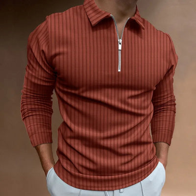 Men’s Ribbed Long Sleeve Polo Shirt