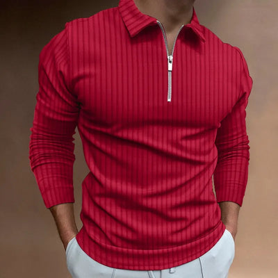 Men’s Ribbed Long Sleeve Polo Shirt